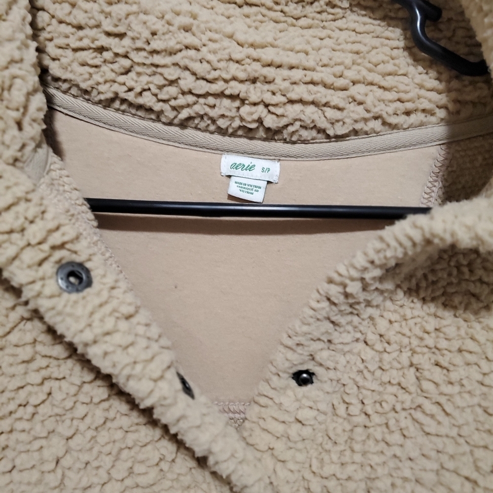 Aerie Oversized Sherpa Style Quarter Button Pullover - Picture 2 of 7